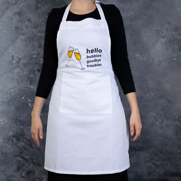Hello Bubble goodbye troubles wine apron