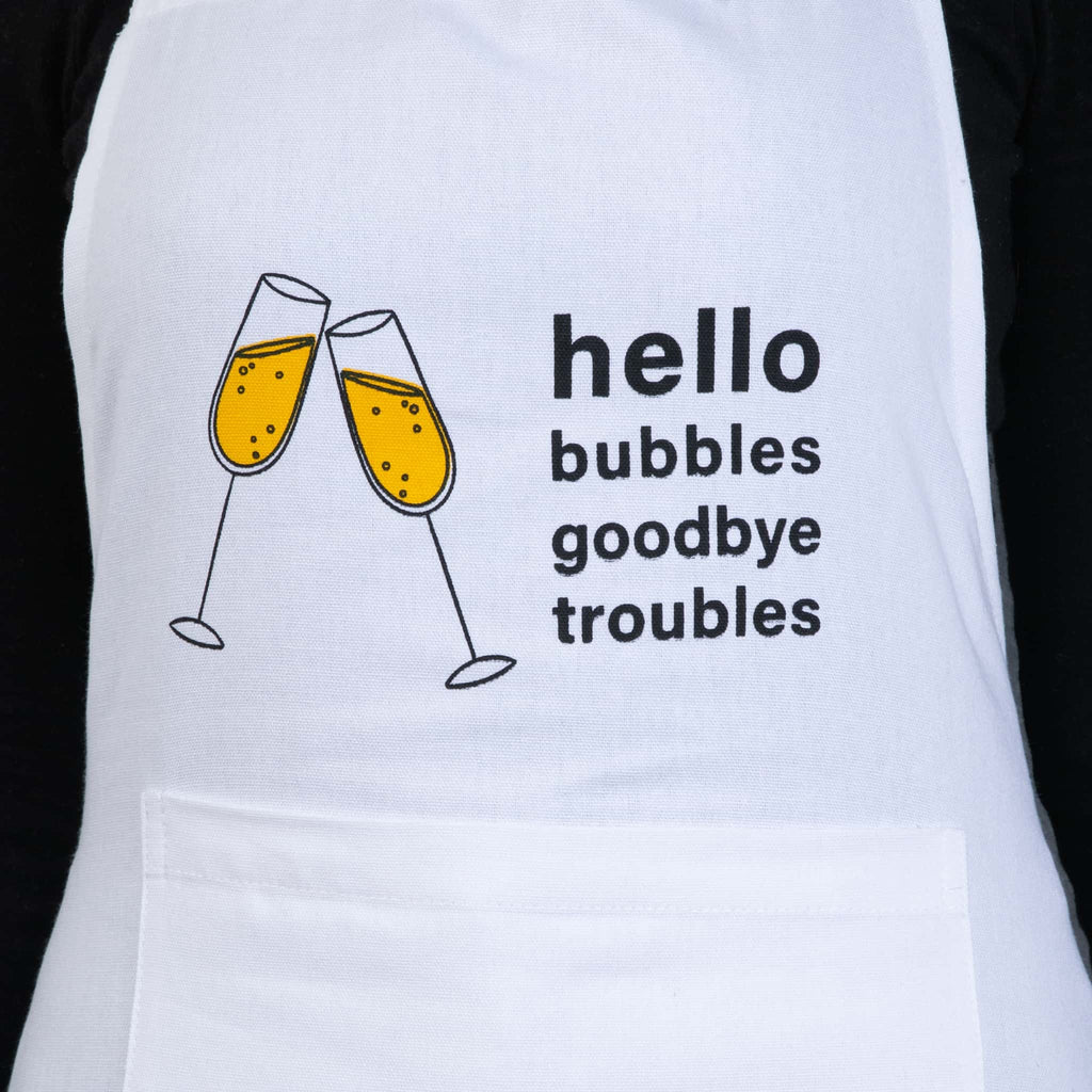hello bubbles goodbye troubles wine apron