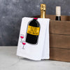 Size does Matter bar towel with wine bottles