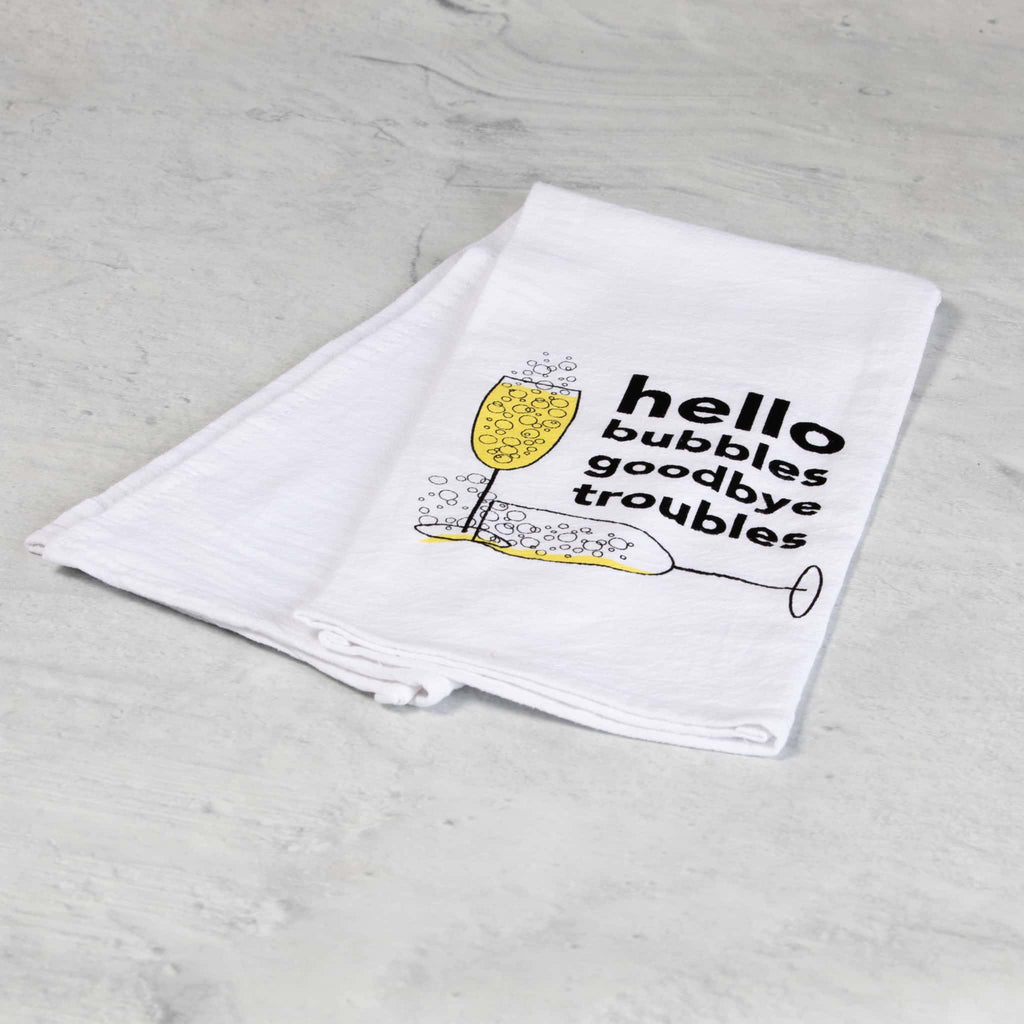 Hello Bubbles goodbye troubles bar towel. Best glass cleaner
